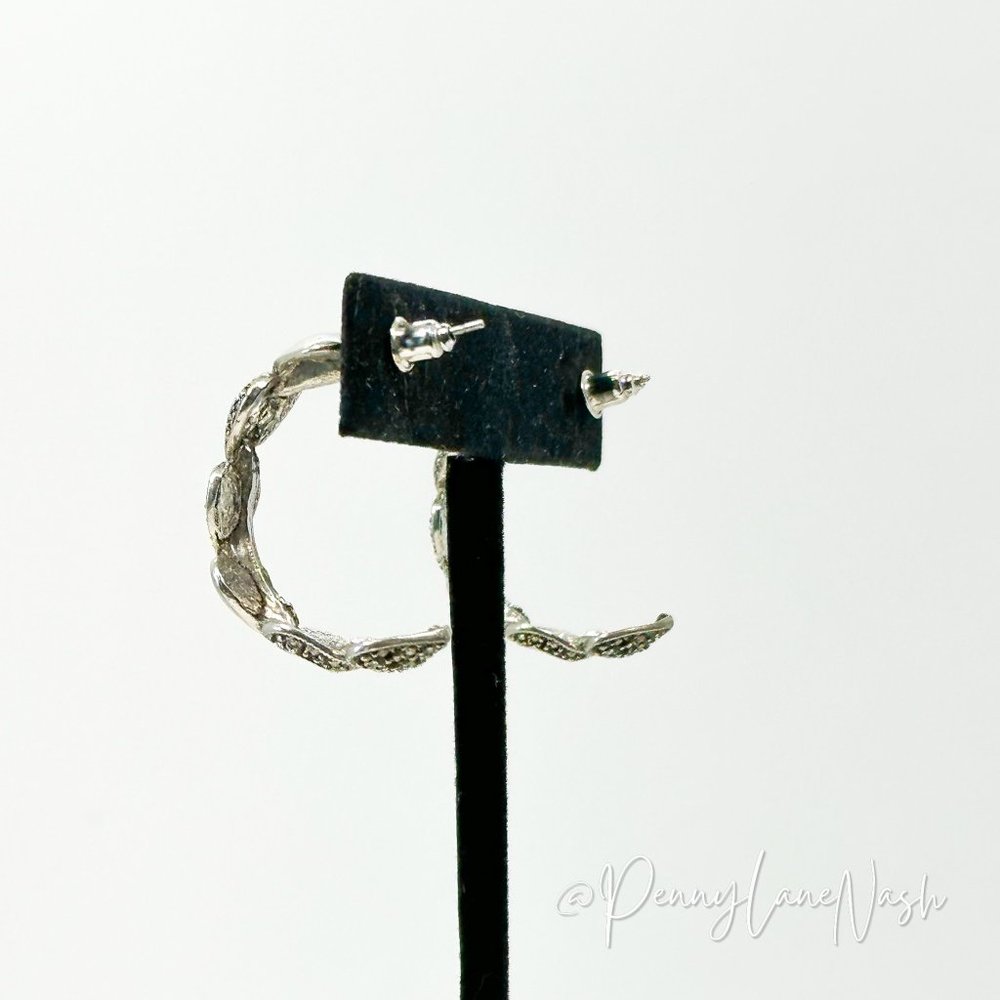 Vintage Silver Plated Multi-Heart C Hoop Earrings - Picture 6 of 8